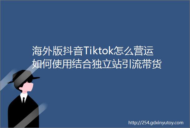 海外版抖音Tiktok怎么营运如何使用结合独立站引流带货